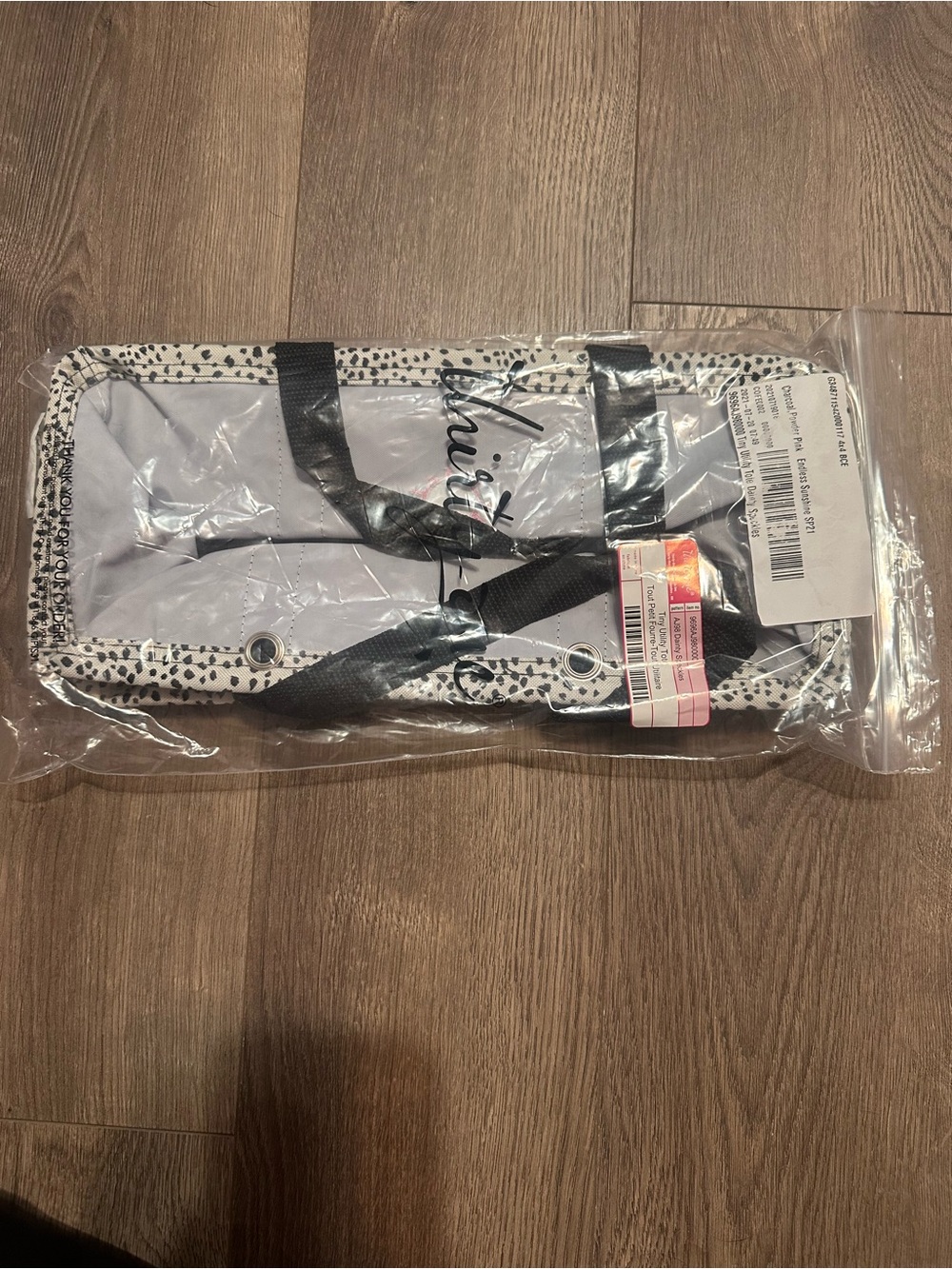 thirty-one Clear Tote with Black Handles and White Spotted Trim